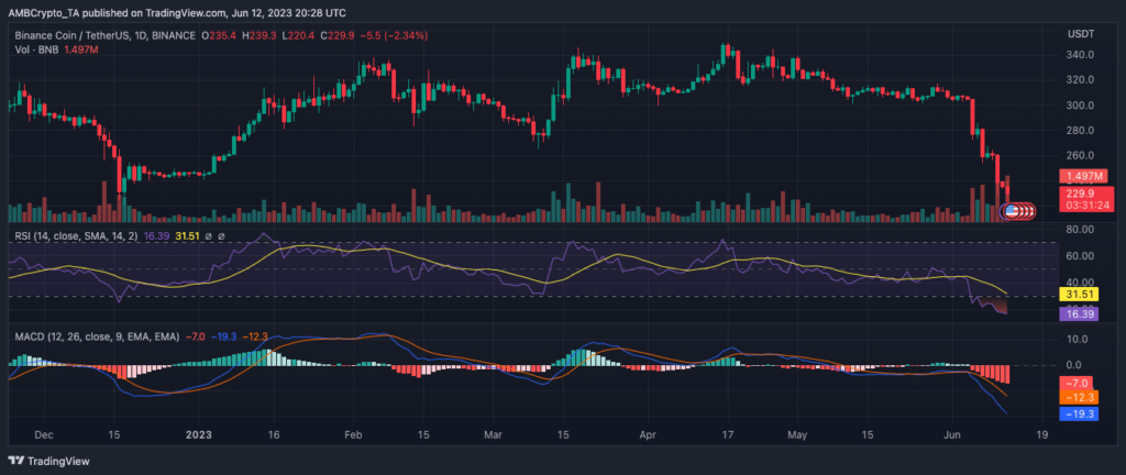 BNB feels the sting as investors continue cutting their losses